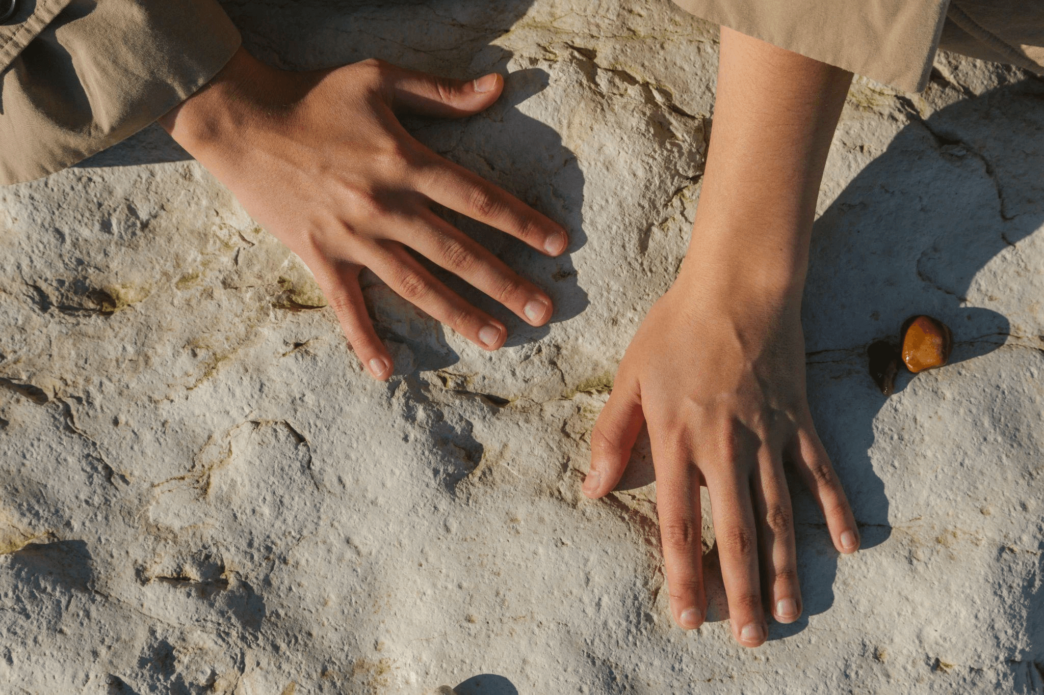 Someone touching the ground being one with nature