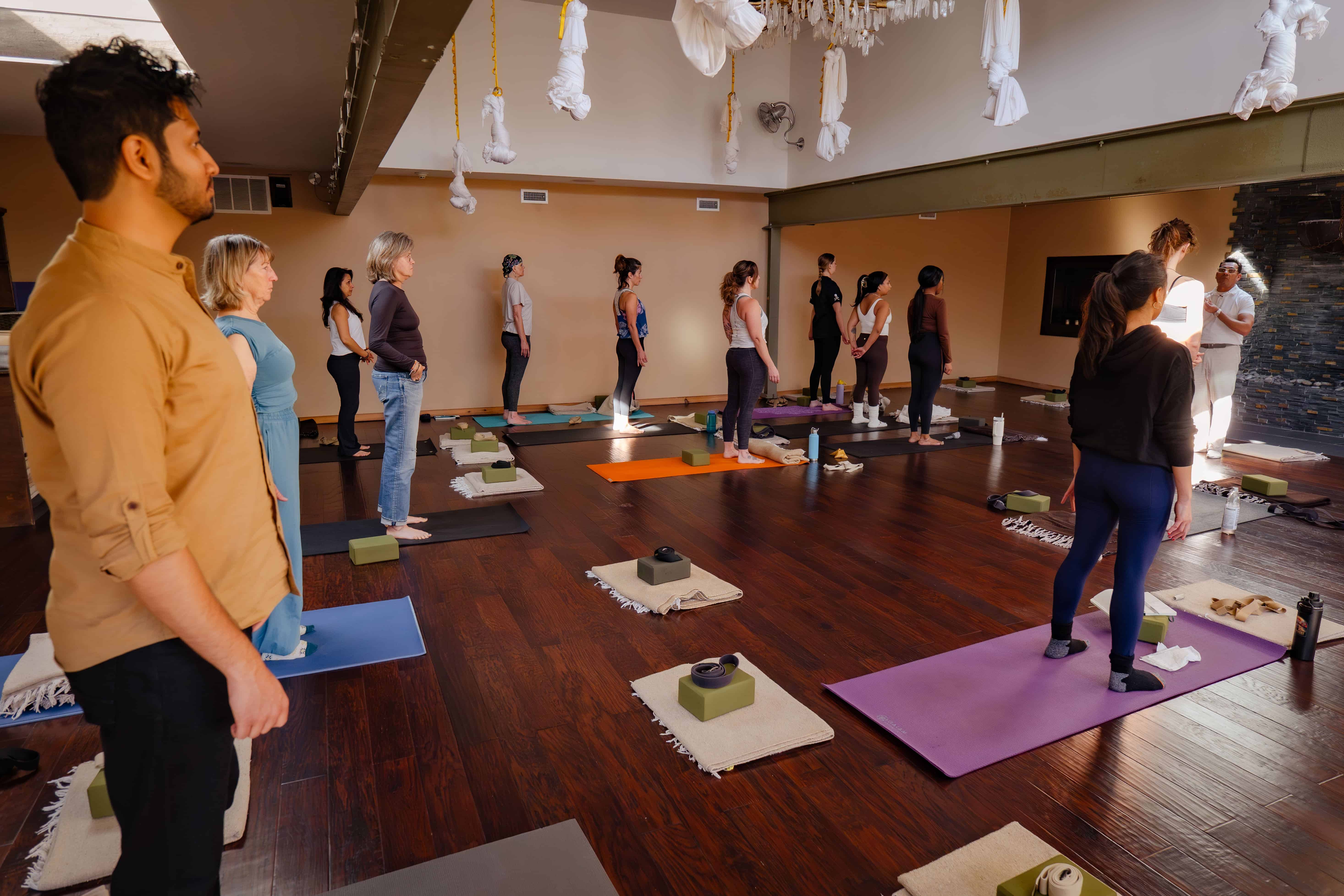Participants at Amrita Yoga event in Philadelphia, PA hosted by Kavin Mistry and Heather Rice