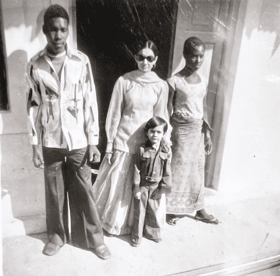 Kavin Mistry and his mother with tribal ancestors in Africa